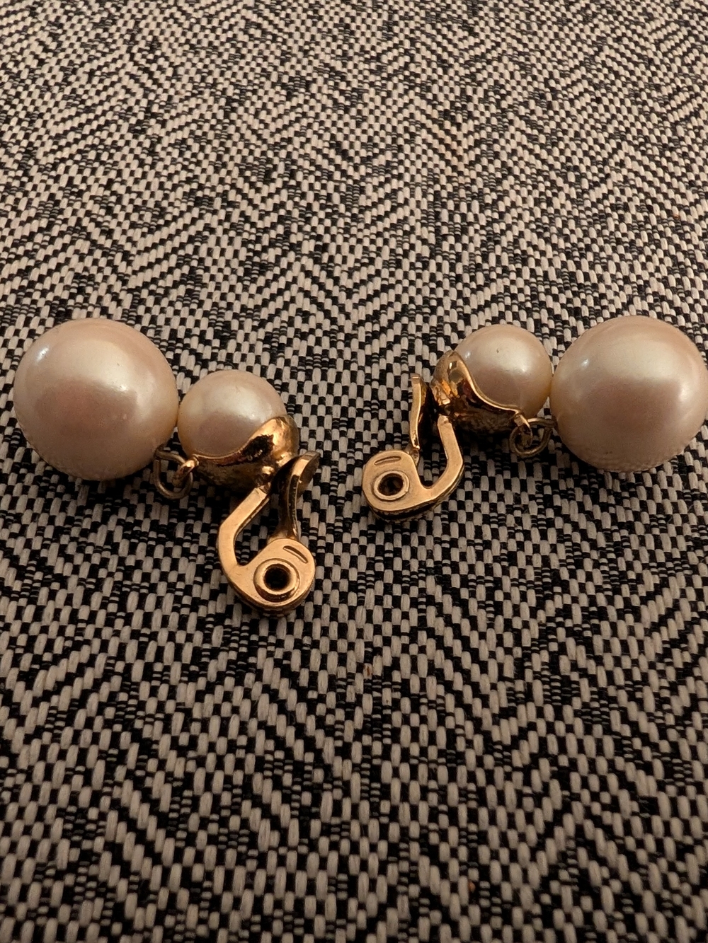 Monet Classic Pearl Clip-On Earrings - Gold and Cream